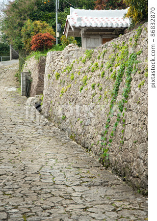 Beautiful cobblestone road in Kinjo Town, Naha City Beautiful cobblestone road in Kinjo Town, Naha City 86832870