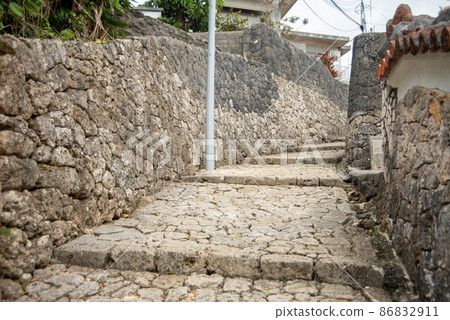 Beautiful cobblestone road in Kinjo Town, Naha City Beautiful cobblestone road in Kinjo Town, Naha City 86832911