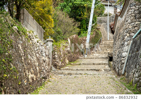 Beautiful cobblestone road in Kinjo Town, Naha City Beautiful cobblestone road in Kinjo Town, Naha City 86832932