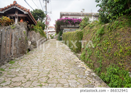 Beautiful cobblestone road in Kinjo Town, Naha City Beautiful cobblestone road in Kinjo Town, Naha City 86832941