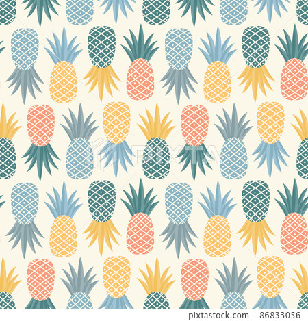 Vector pineapple fruit seamless pattern. Can be used for print, fabric, textile, wrapping paper etc. 86833056