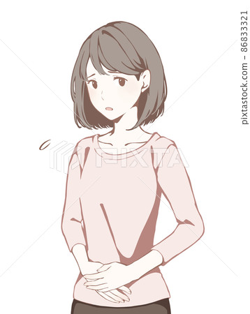 雙手放在腹部的女性(擔心/焦慮/擔心) 雙手放在腹部的女性(擔心/焦慮/擔心) 86833321