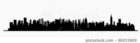 modern cityscape skyline outline doodle drawing on white background. 86833909