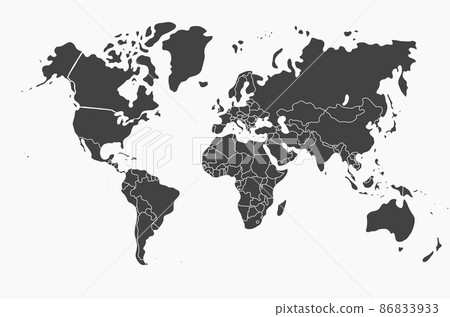 doodle freehand drawing of world map. 86833933