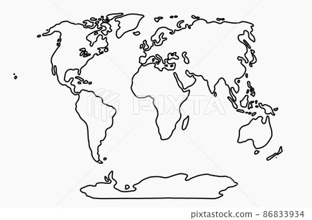 doodle freehand drawing of world map. 86833934