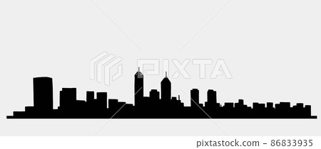 modern cityscape skyline outline doodle drawing on white background. 86833935