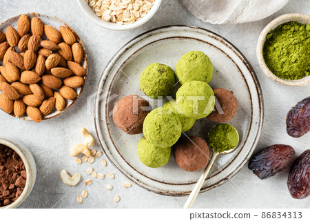 Vegan protein matcha green tea balls Vegan protein matcha green tea balls 86834313
