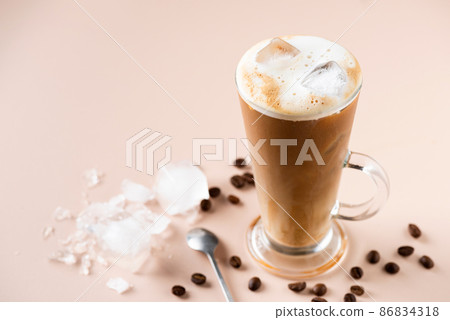 Ice coffee latte in a glass Ice coffee latte in a glass 86834318