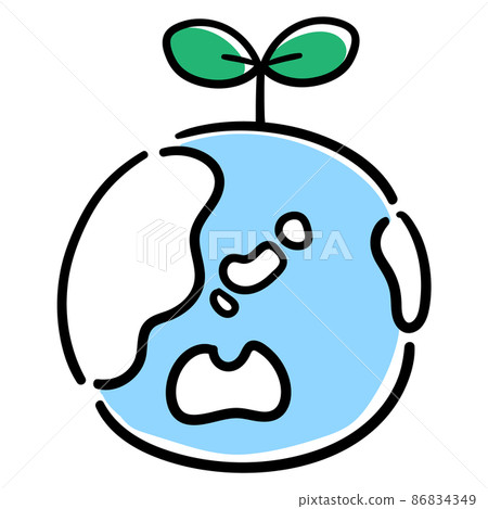 Fashionable handwritten style line drawing illustration of eco-friendly earth 86834349