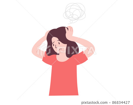 拿著她的頭的婦女的例證 拿著她的頭的婦女的例證 86834427