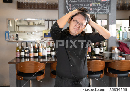 A man who runs a restaurant and has a headache A man who runs a restaurant and has a headache 86834566