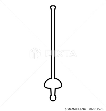 Rapier epee saber fencing sword old cold weaponry melee weapon for sport or duel silhouette contour outline line icon black color vector illustration image thin flat style Rapier epee saber fencing sword old cold weaponry melee weapon for sport or duel silhouette contour outline line icon black color vector illustration image thin flat style 86834576