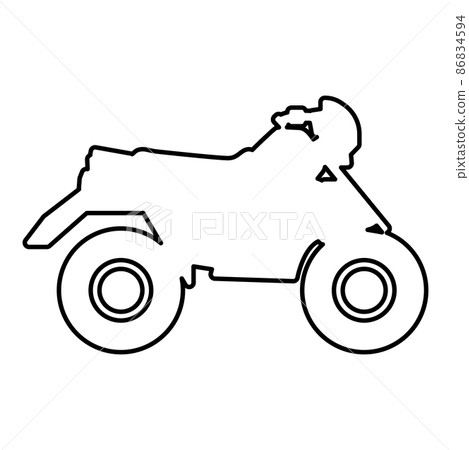 Quad bike ATV moto for ride racing all terrain vehicle contour outline line icon black color vector illustration image thin flat style 86834594