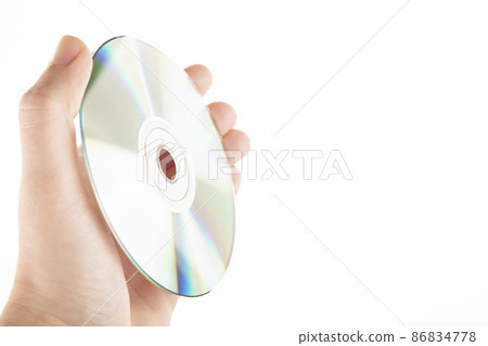 image of cd disk hand white background  86834778