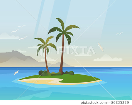 Island with palm, sea or ocean summer beach coast Island with palm, sea or ocean summer beach coast 86835229