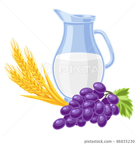 Happy Shavuot illustration. Holiday background with Jewish traditional food. Happy Shavuot illustration. Holiday background with Jewish traditional food. 86835230