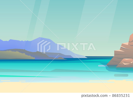 Sea coast, ocean beach shore landscape background Sea coast, ocean beach shore landscape background 86835231