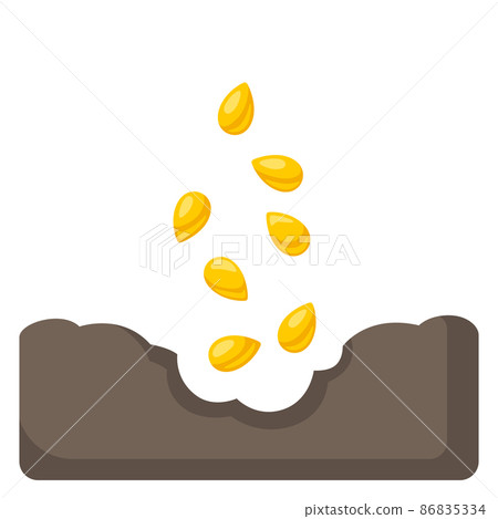 Seed or grain fall for sowing. Agricultural planting illustration. 86835334