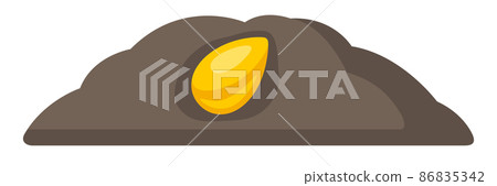Seed or grain planted in ground. Agricultural planting illustration. 86835342
