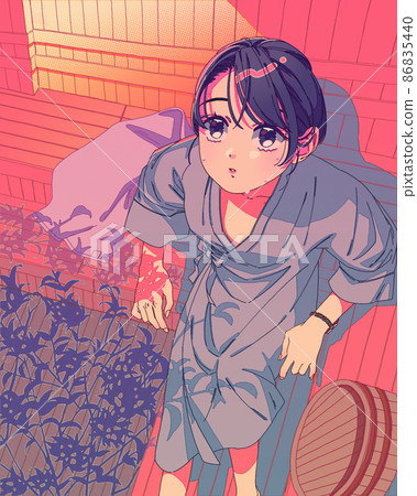 Girl relaxing in the sauna (no steam) Girl relaxing in the sauna (no steam) 86835440