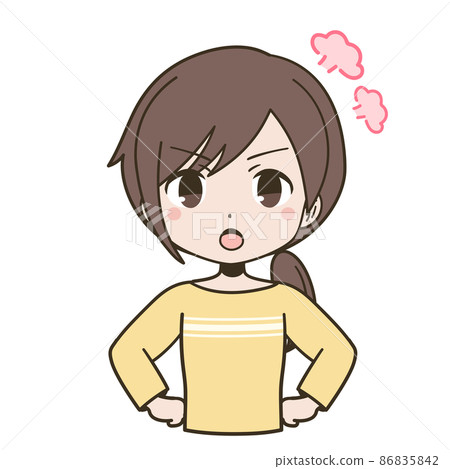 Young woman getting angry in casual plain clothes Young woman getting angry in casual plain clothes 86835842