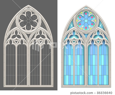 Medieval Gothic stained glass window vector set Medieval Gothic stained glass window vector set 86836640
