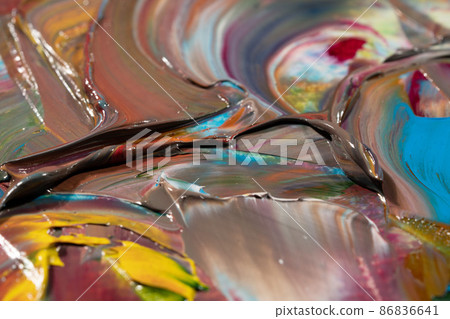 Mixed oil paints close-up. Colorful abstract background 86836641