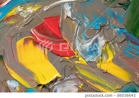 Mixed oil paints close-up. Colorful abstract background Mixed oil paints close-up. Colorful abstract background 86836643