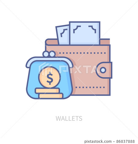 Wallets - modern colorful line design style icon Wallets - modern colorful line design style icon 86837888