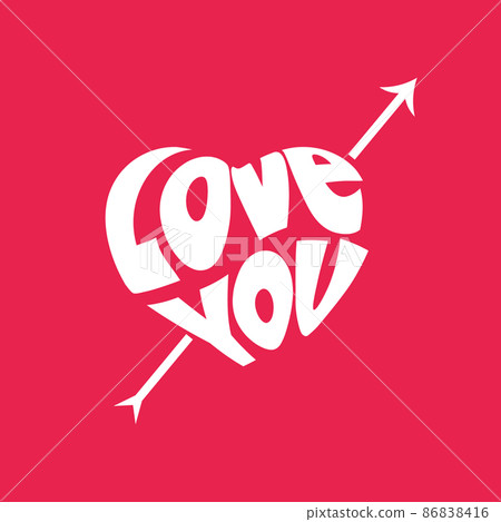 Love you Heart Valentines Day Logo 86838416