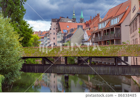 Historical part of the old town of Nuremberg, Franconia, Germany. 86838485