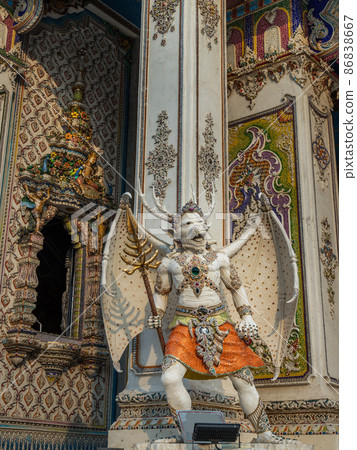 Elaborate sculptures of monster decorated at the chapel of The Pariwas temple. 86838667