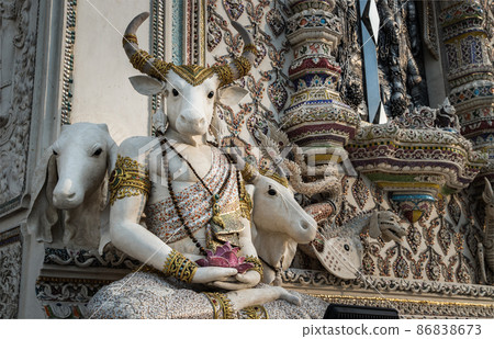Elaborate sculptures of monster decorated at the chapel of The Pariwas temple. 86838673