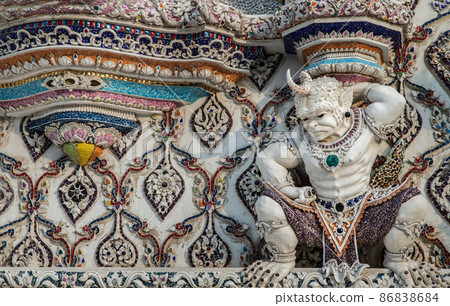 Elaborate sculptures of monster decorated at the chapel of The Pariwas temple. Elaborate sculptures of monster decorated at the chapel of The Pariwas temple. 86838684