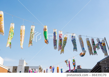 Kawagoe Taisho Roman Yume-dori shopping street carp streamers Kawagoe Taisho Roman Yume-dori shopping street carp streamers 86839170