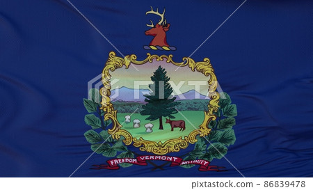 Flag of Vermont state, region of the United States, waving at wind. 3d rendering 86839478