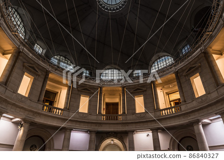 Brussels, Belgium - 11 11 2018: dome of the entrance hall of the museum for arts and history 86840327