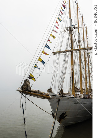 Lissabon, Portugal - 12 28 2018: old ceiling ship in fog 86840353