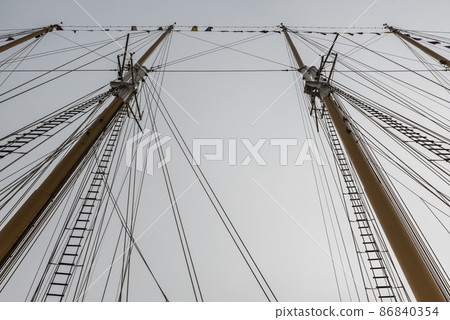 Lissabon, Portugal - 12 28 2018: old ceiling ship in fog 86840354