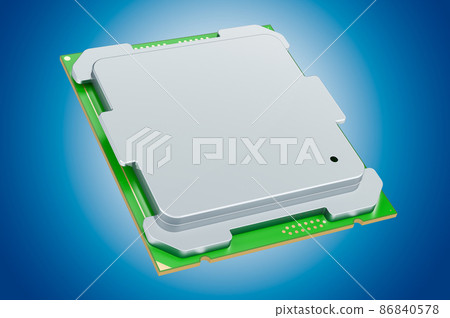 CPU computer processor unit on blue background, 3D rendering 86840578