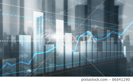 Finance Chart Graph. Trading Forex Exchange Investment Fintech concept on Modern City background 86841290