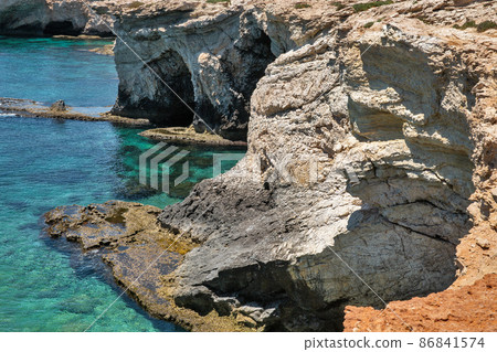 Ayia Napa rocky coastline seafront, Cyprus. Ayia Napa rocky coastline seafront, Cyprus. 86841574
