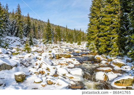 Jizera river in winter time 86841765