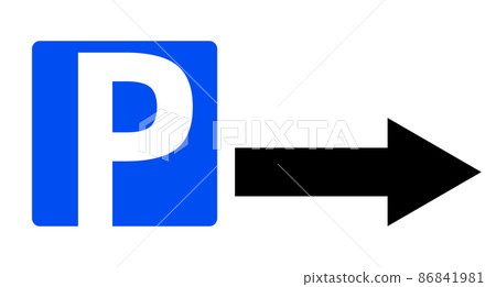 Parking sign and arrow icon set 86841981