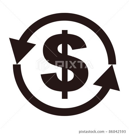 旋轉箭頭和美元標記圖標 86842593