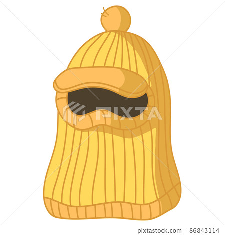 Funny yellow tweed hand knitted balaclava hat 86843114