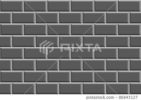 Black metro tile texture. Stone or ceramic brick wall background. Kitchen backsplash or bathroom floor decoration. Seamless pattern 86843127
