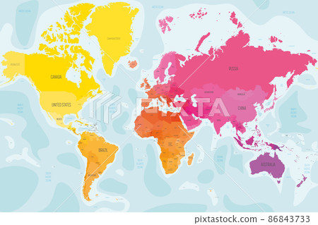Colorful political map of World. Colorful political map of World. 86843733