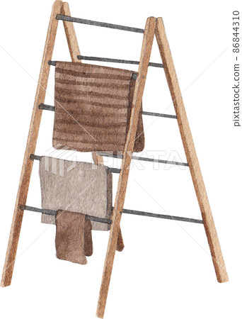 Laundry day watercolor icon set. Clean clothes, washing, detergent. Household concept. Can be used for topics like hygiene, laundromat, service 86844310