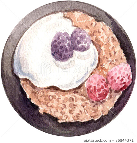 Specialty breakfast food watercolor icon set 86844371